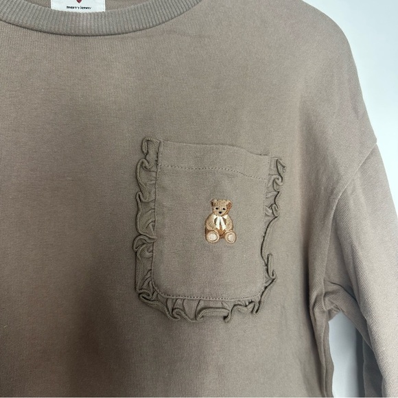 Merry Jenny long sleeve top Medium brown bear shirt Japan cottagecore girlhood - Picture 2 of 7
